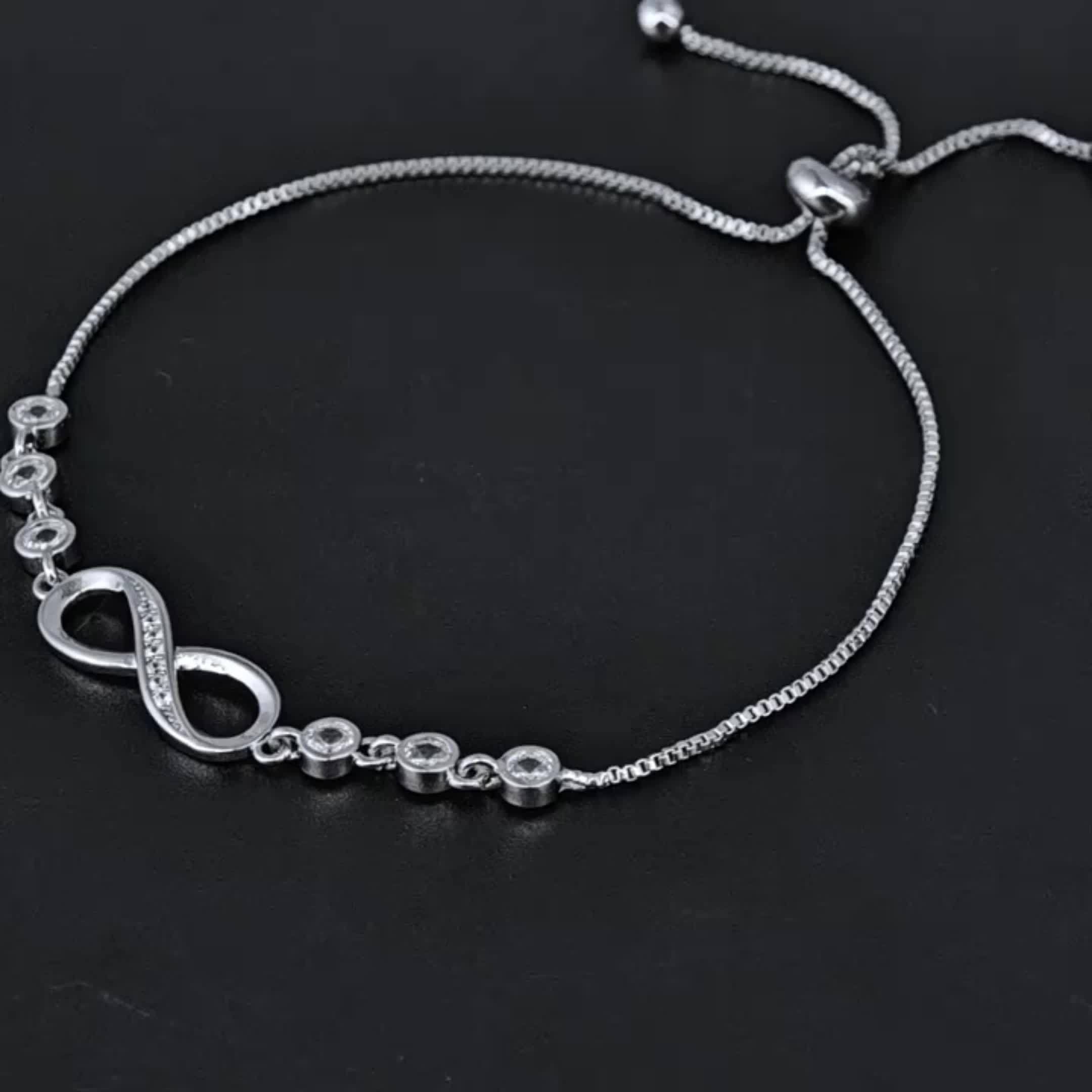 S925 Silver Infinity Loop Bracelet - Adjustable Sexy Design